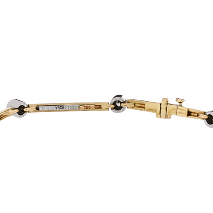 Tiffany 18K Yellow Gold Platinum Diamond Knife Edge Link Bracelet 3 of 4