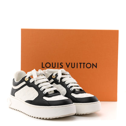 Louis Vuitton Monogram Embossed Calfskin Time Out Sneakers 38 White Black 12 of 12