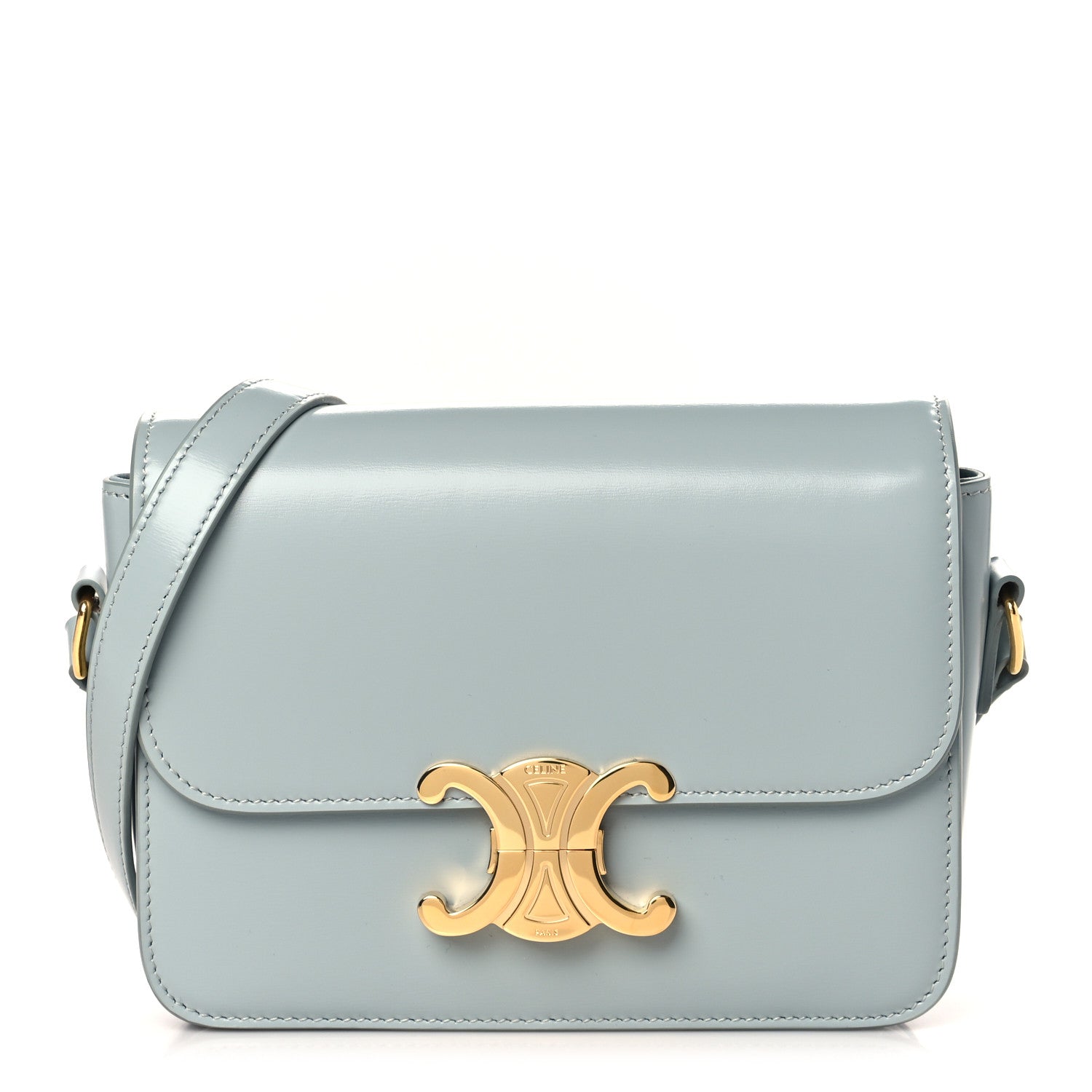 Celine Shiny Calfskin Teen Triomphe Blue Gray 1 of 9