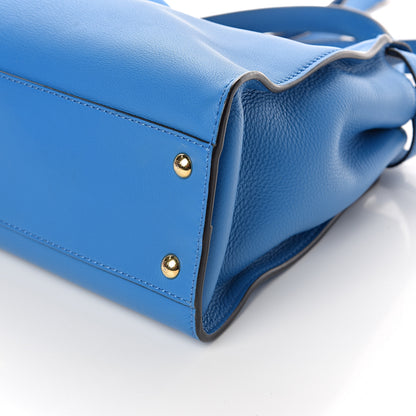 Fendi Vitello Seta Medium Peekaboo Iconic Satchel Blue Royal 7 of 7
