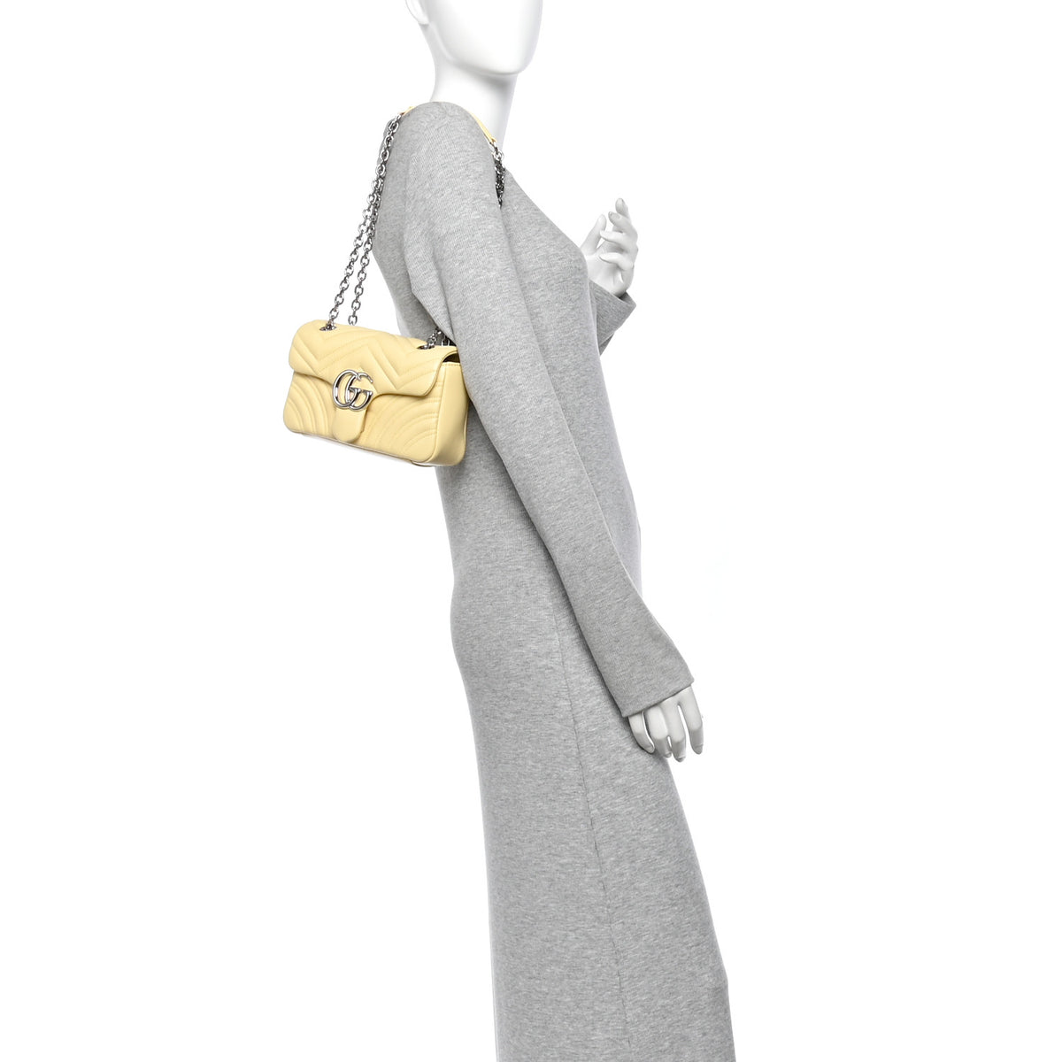 Gucci Lambskin Matelasse Small GG Marmont Shoulder Bag Yellow 2 of 12