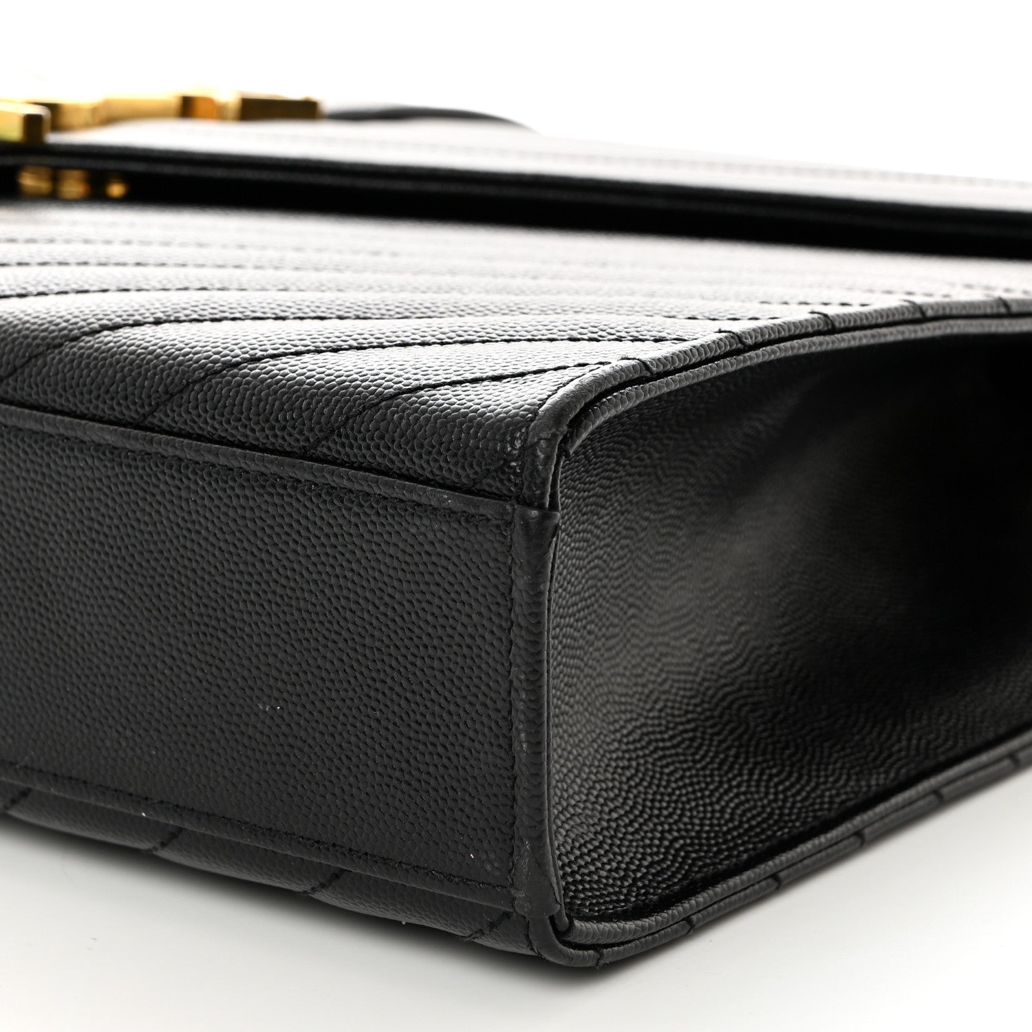 Saint Laurent Grain De Poudre Matelasse Chevron Large Monogram Satchel Black 10 of 10