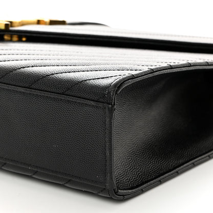 Saint Laurent Grain De Poudre Matelasse Chevron Large Monogram Satchel Black 10 of 10
