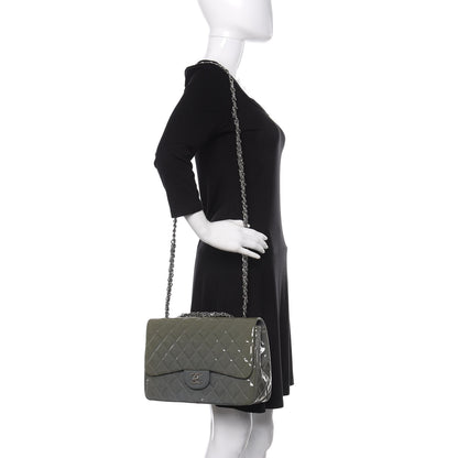 Chanel Patent Quilted Jumbo Single Flap Grey 3 of 12
