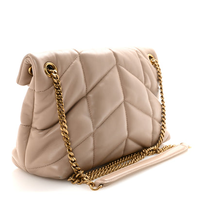 Saint Laurent Lambskin Quilted Small Loulou Puffer Monogram Chain Satchel Dark Beige 3 of 9