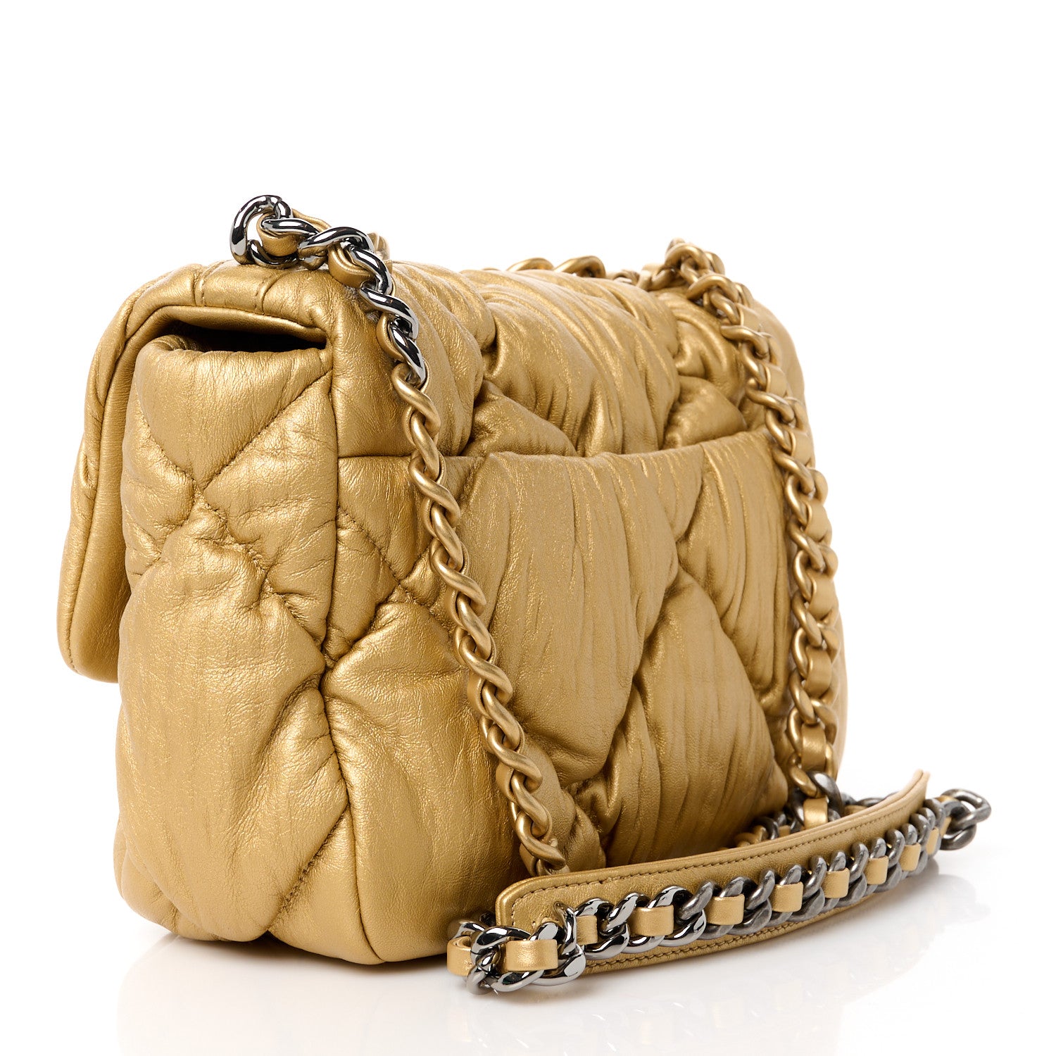 Chanel Iridescent Lambskin Quilted Medium Chanel 19 Flap Golden 3 of 10