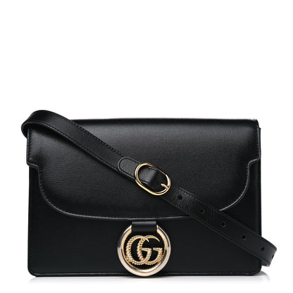 Gucci Textured Calfskin Small Torchon GG Ring Shoulder Bag Black 1 of 11