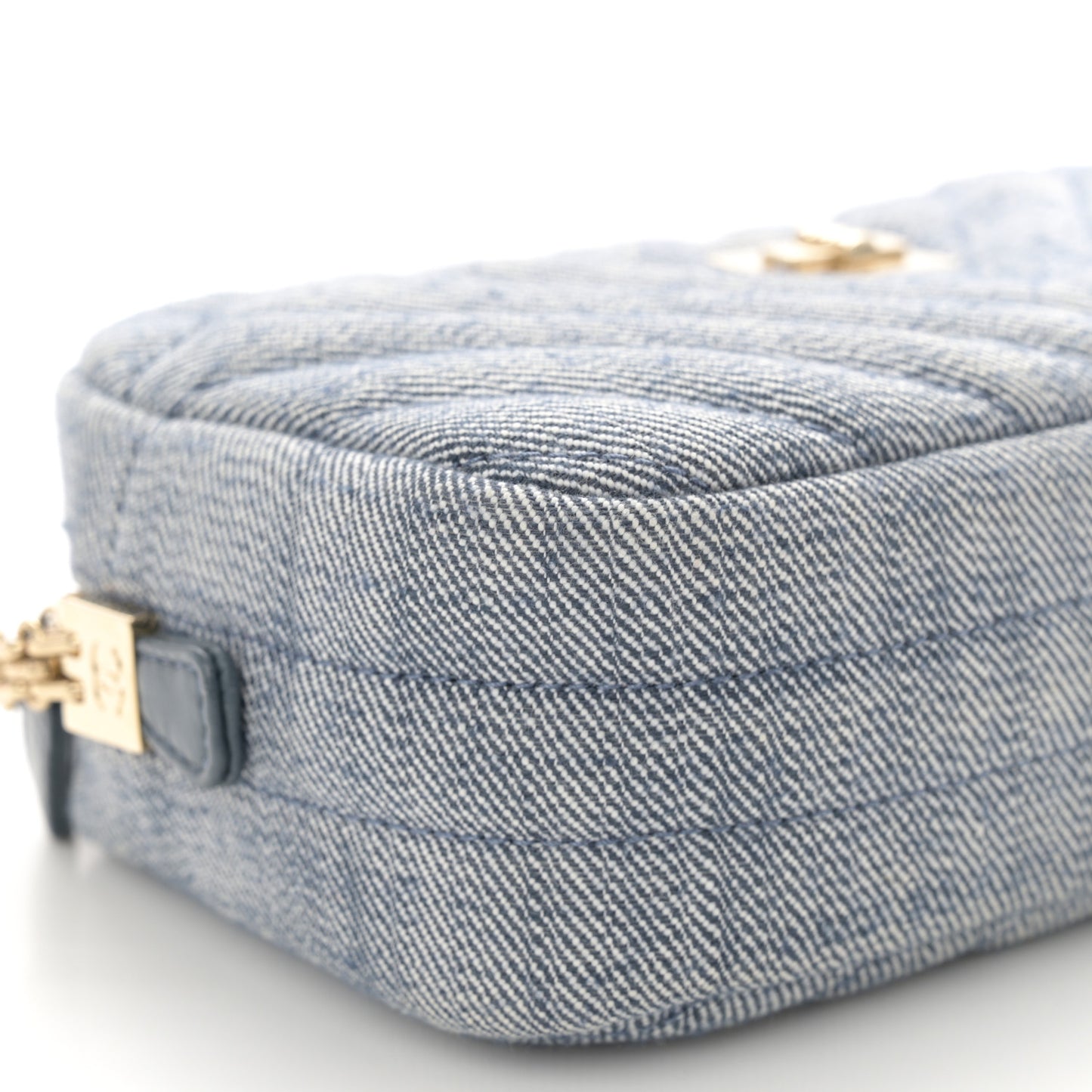 Denim Chevron Quilted Reissue 2.55 Camera Case Blue