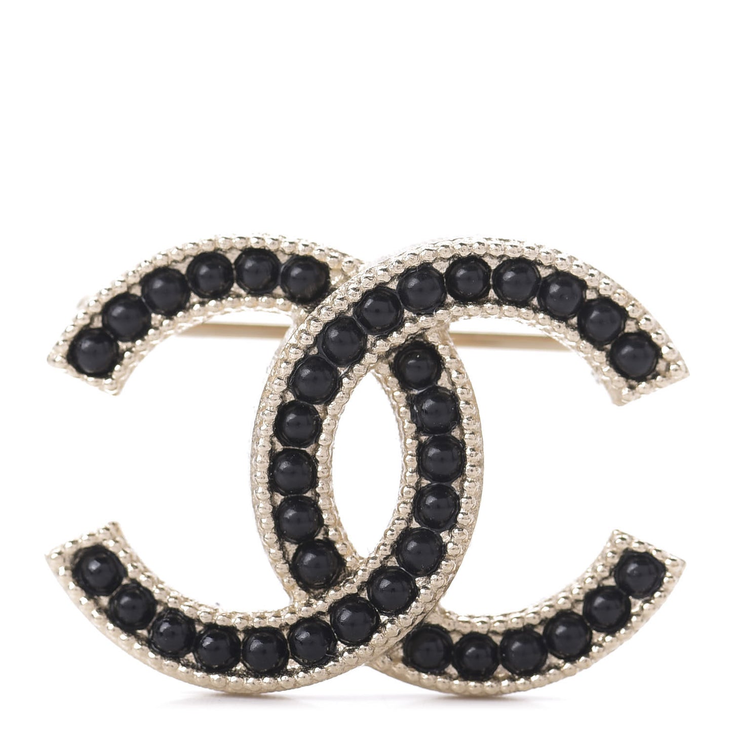 Bead CC Brooch Black Light Gold