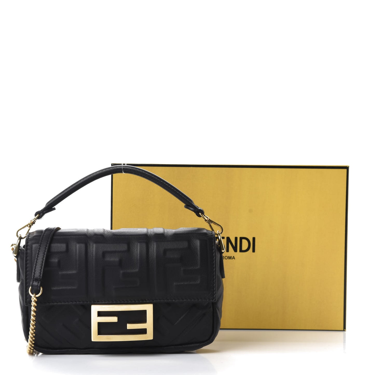 Nappa FF 1974 Embossed Mini Baguette Black
