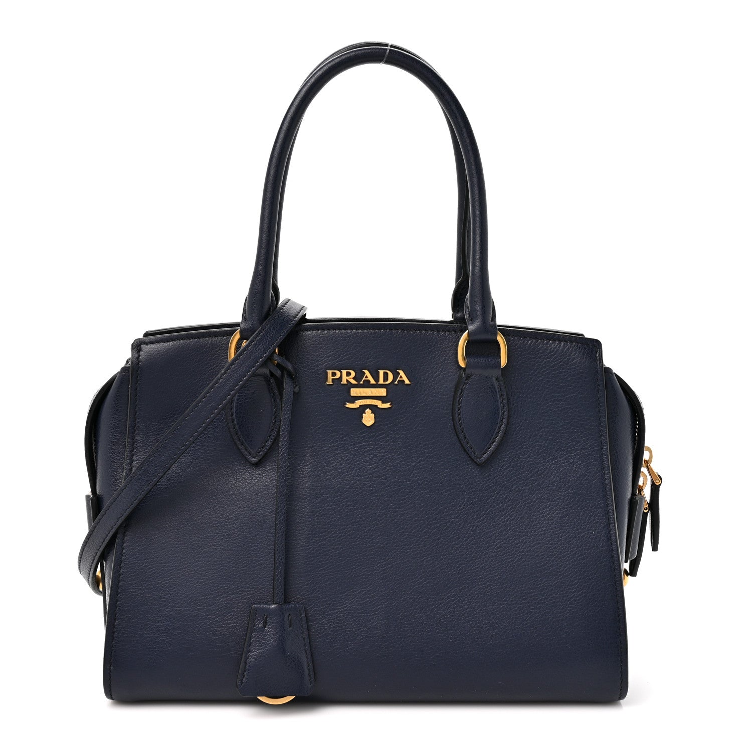 Prada Saffiano Soft Calfskin Double Handle Satchel Baltico 1 of 10