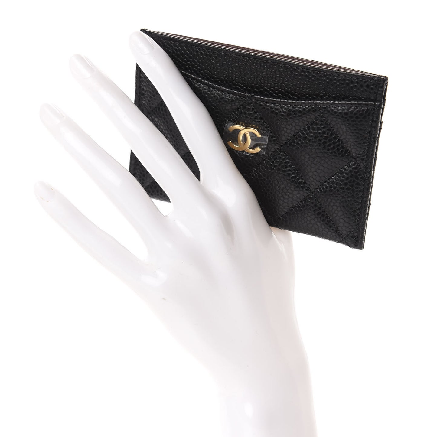 Caviar Quilted Flap Card Holder Black