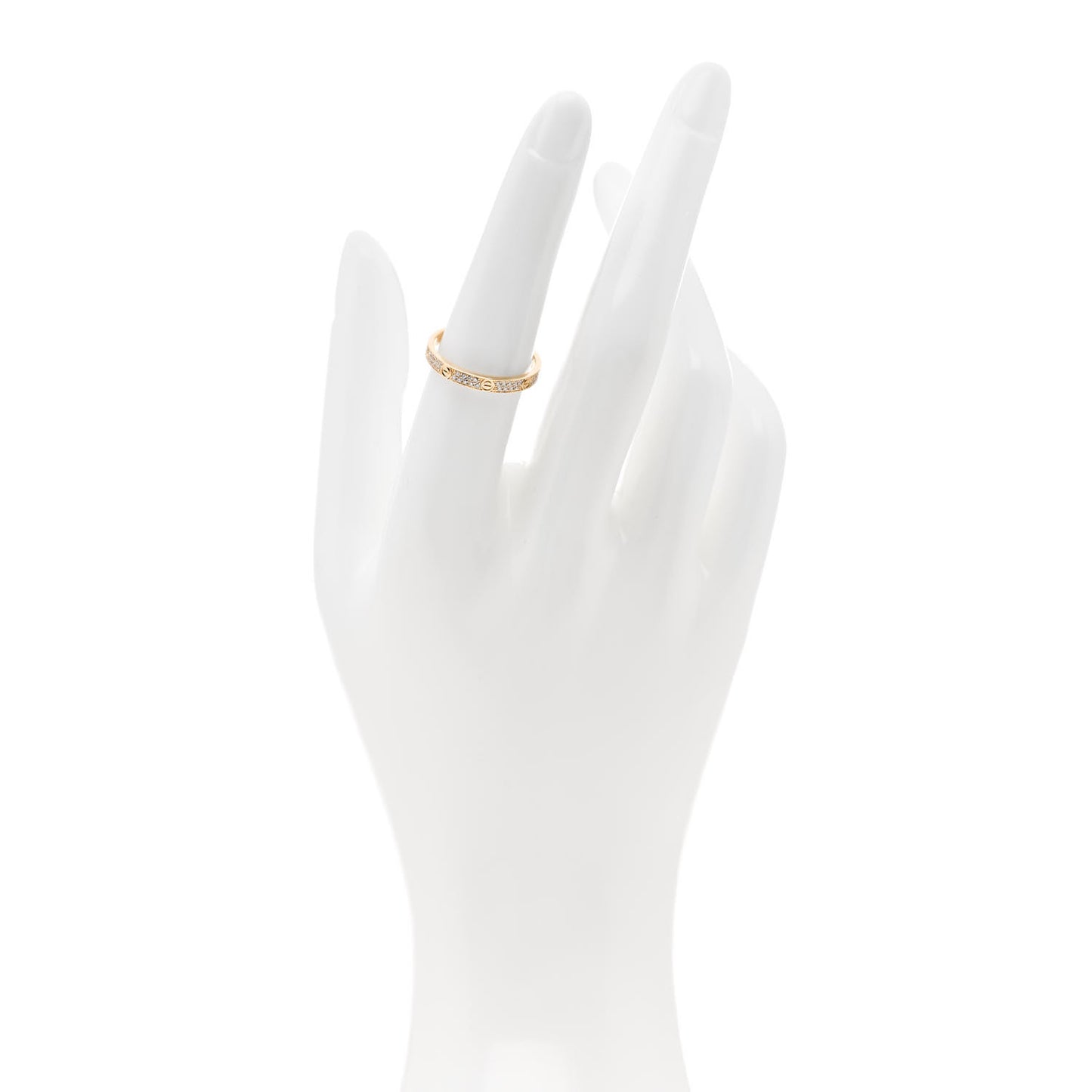 18K Yellow Gold Diamond 2.6mm LOVE Paved Band Ring 53 6.5