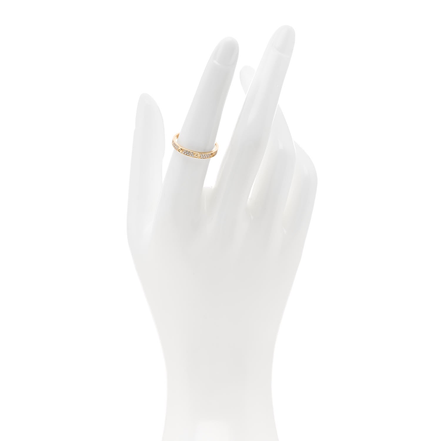 Cartier 18K Yellow Gold Diamond 2.6mm LOVE Paved Band Ring 53 6.5 2 of 4