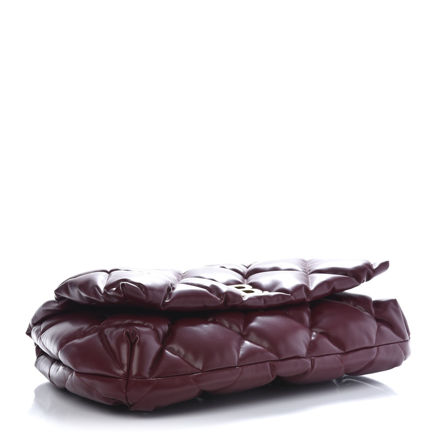 Balenciaga Nappa Calfskin Quilted Touch B Clutch Bag Dark Red 5 of 11