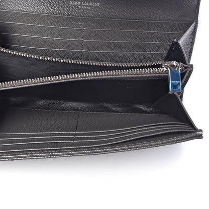 Saint Laurent Grain De Poudre Matelasse Chevron Monogram Flap Wallet Fog 5 of 6