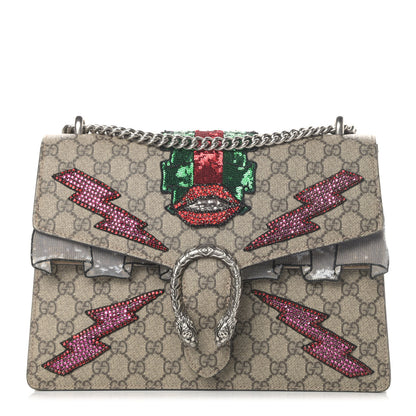 Gucci GG Supreme Monogram Lightning Embroidered Medium Dionysus Shoulder Bag Beige 1 of 7