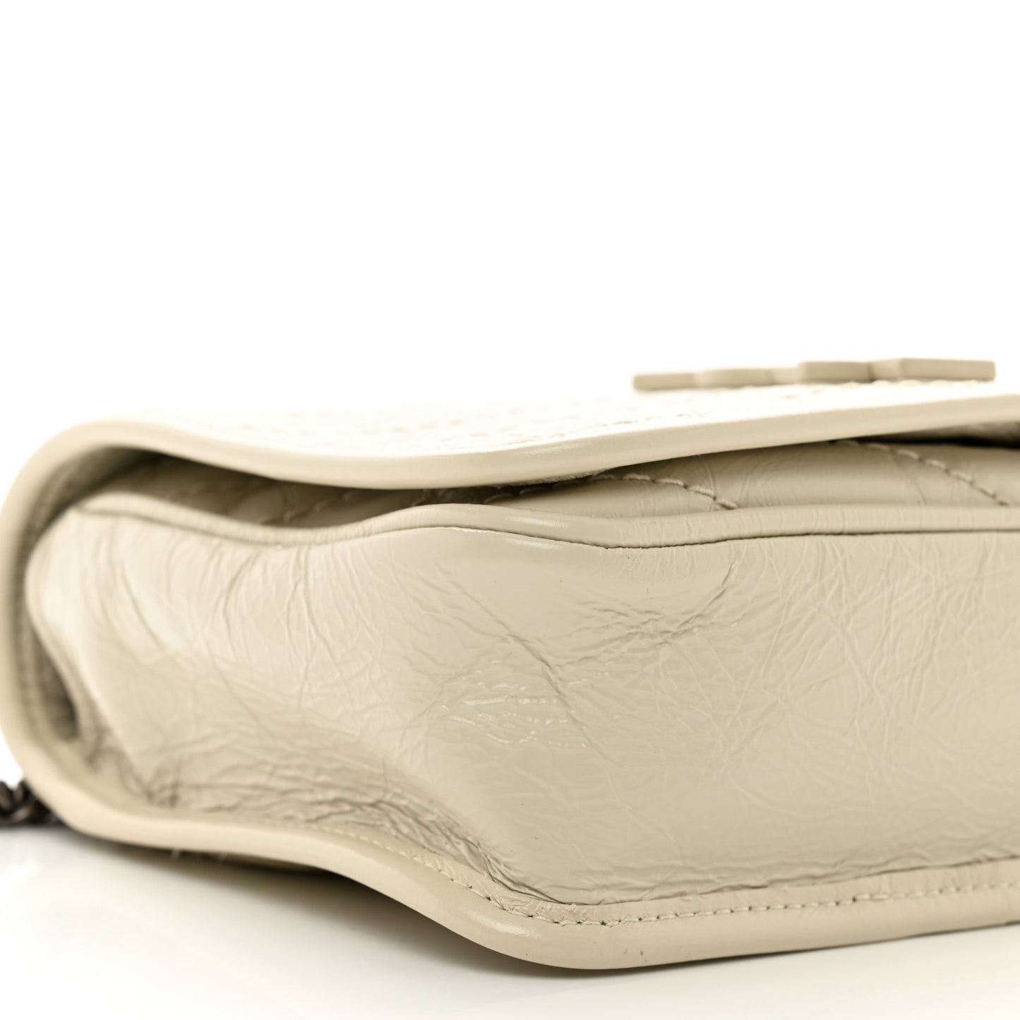 Crinkled Calfskin Matelasse Monogram Niki Chain Wallet Crema Soft