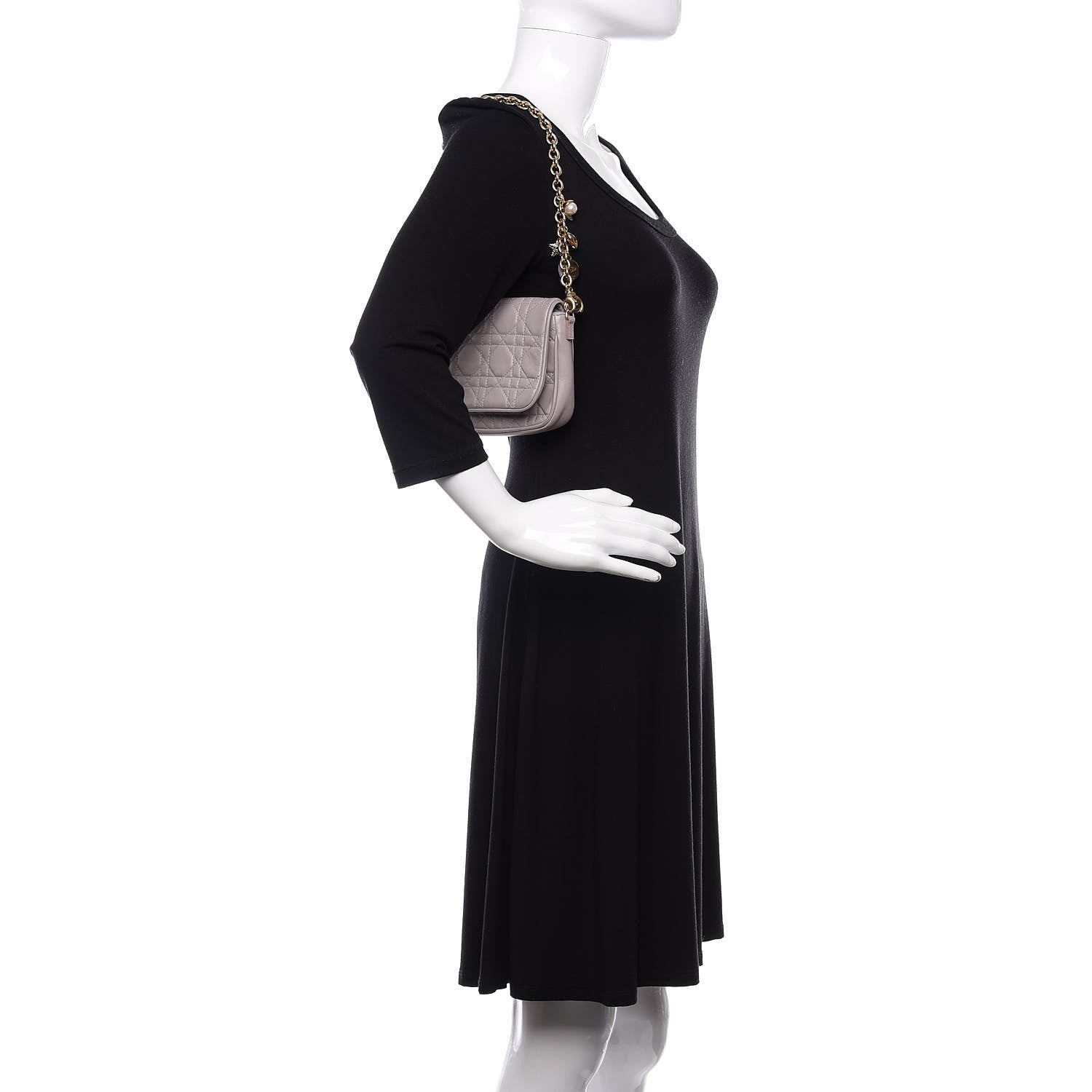 Christian Dior Lambskin Cannage Lady Dior Pochette Grey 2 of 9