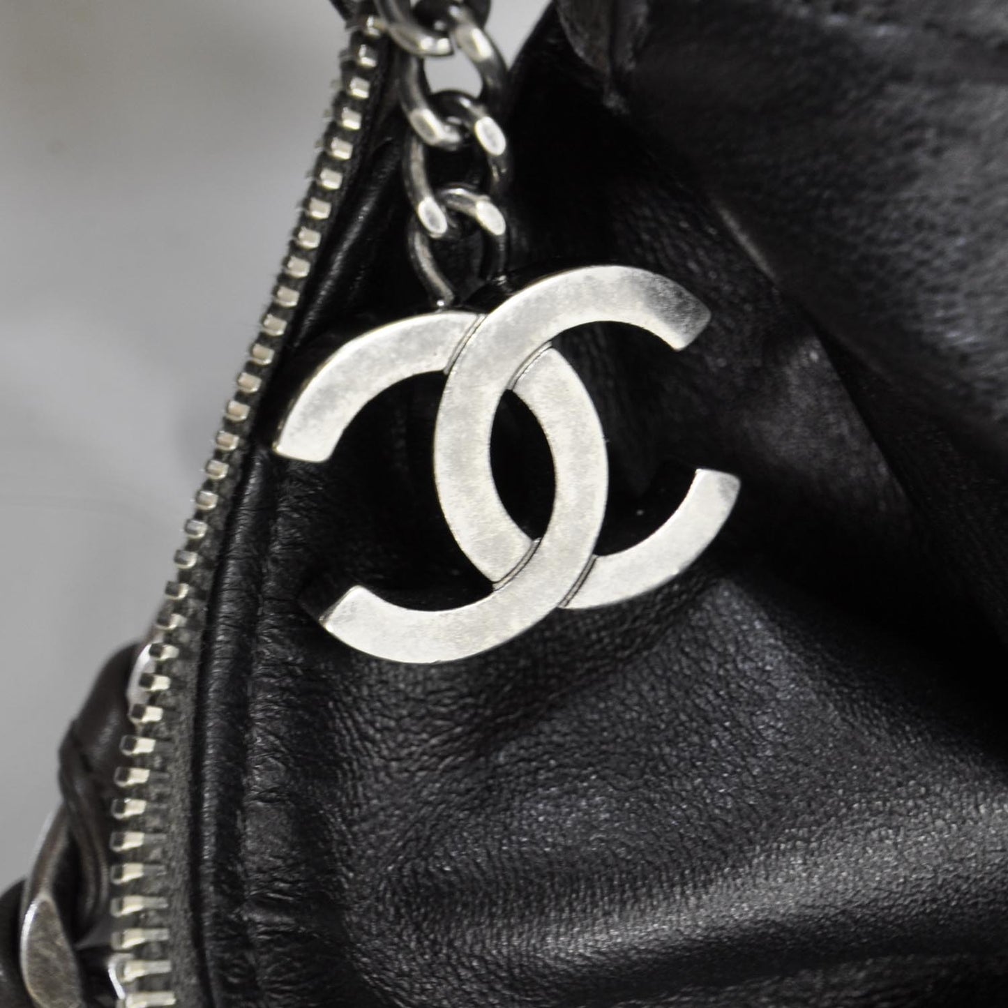 Leather Modern Chain Hobo Brown