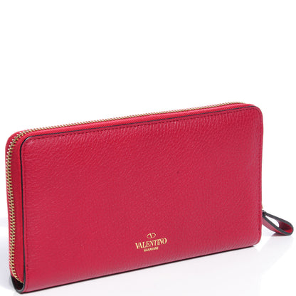 Valentino Garavani Grained Calfskin Rockstud Zip Around Wallet Scarlet 4 of 20