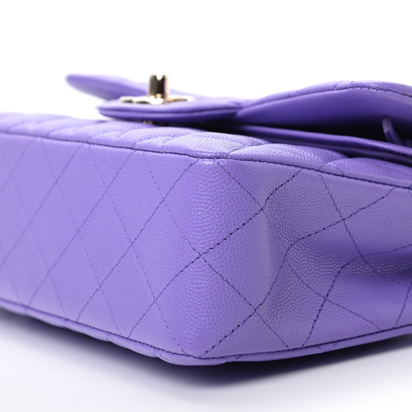 Caviar Quilted Small Double Flap Purple