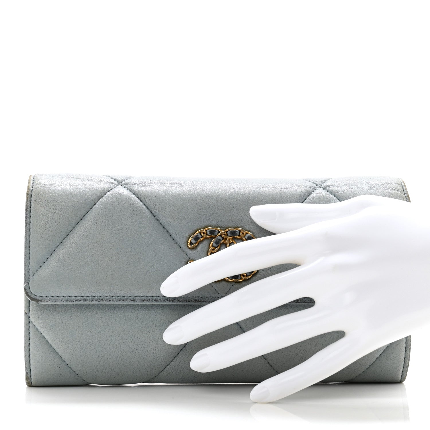 Chanel Lambskin Quilted Chanel 19 Flap Wallet Light Blue 2 of 12