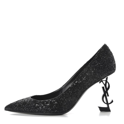 Saint Laurent Glitter Opyum 85 Pumps 38.5 Black 1 of 10