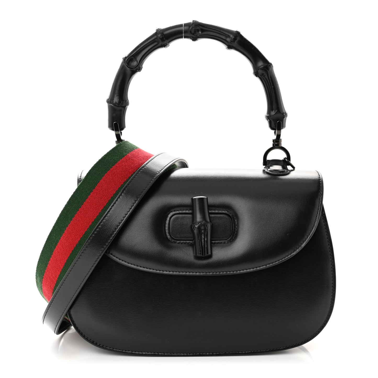 Boarded Dyana Lux Calfskin Web Monochrome Medium Bamboo 1947 Top Handle Bag Black