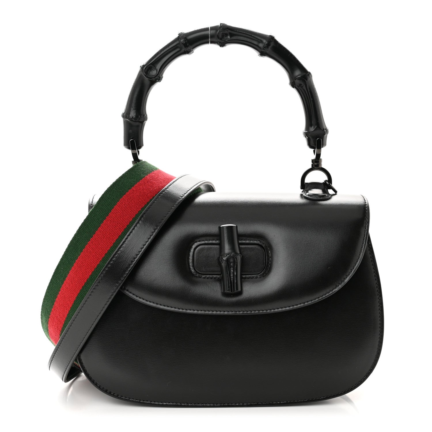 Gucci Boarded Dyana Lux Calfskin Web Monochrome Medium Bamboo 1947 Top Handle Bag Black 3 of 12