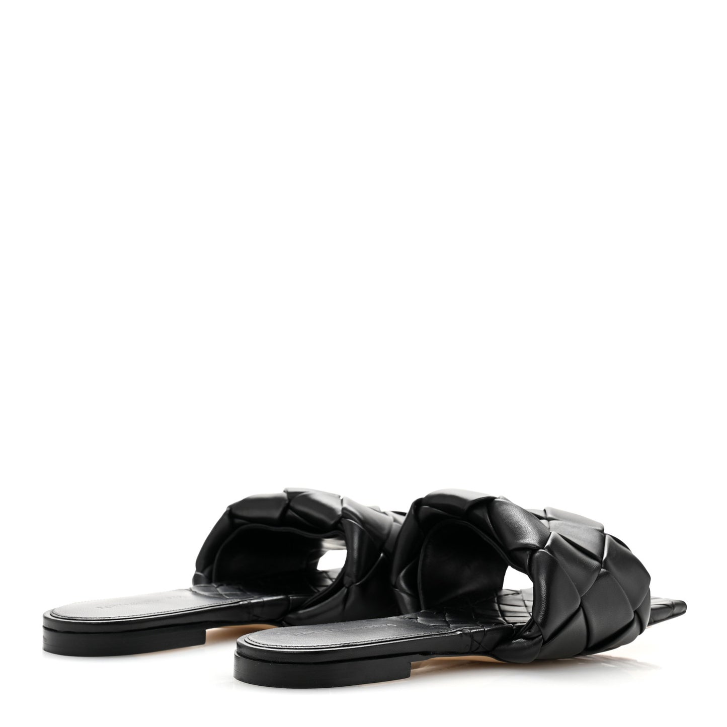 Nappa Maxi Intrecciato Lido Flat Sandals 40 Black