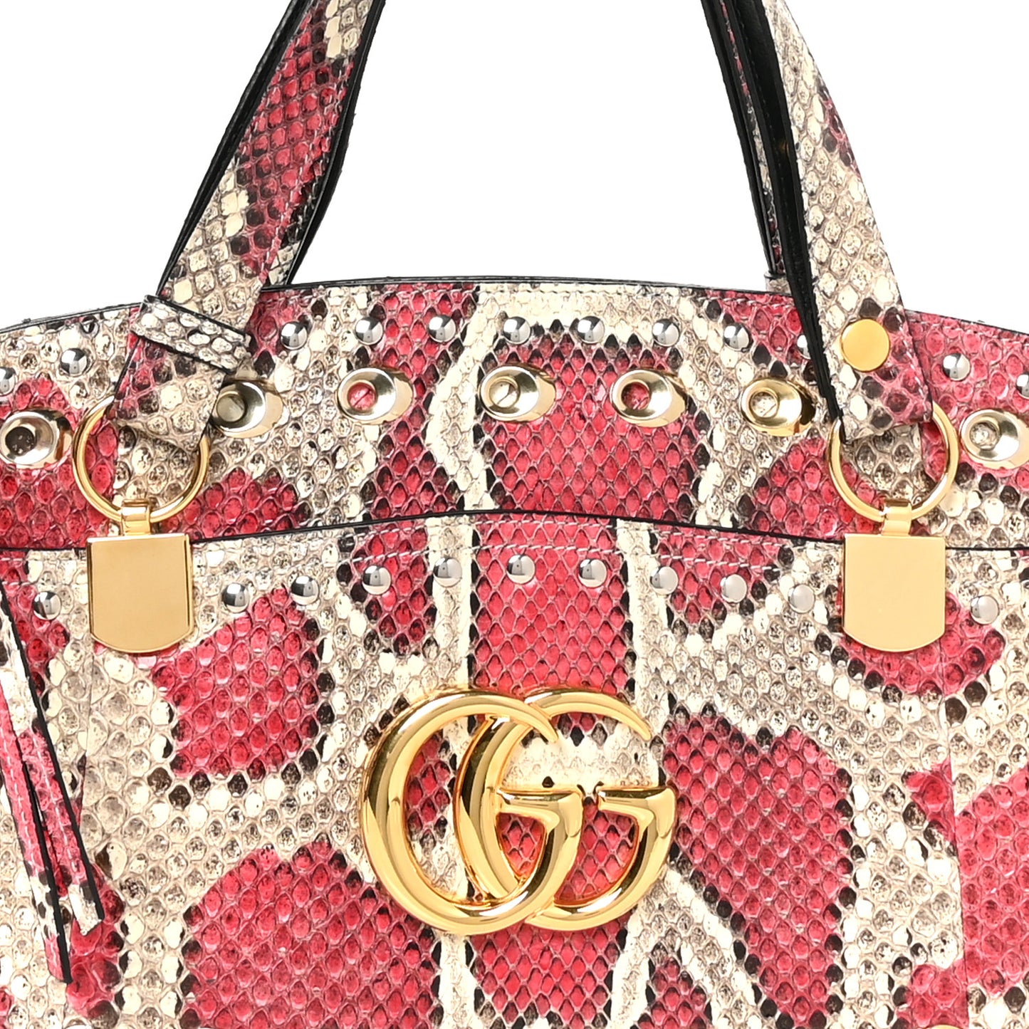 Snakeskin Large Arli Top Handle Bag Pink Beige
