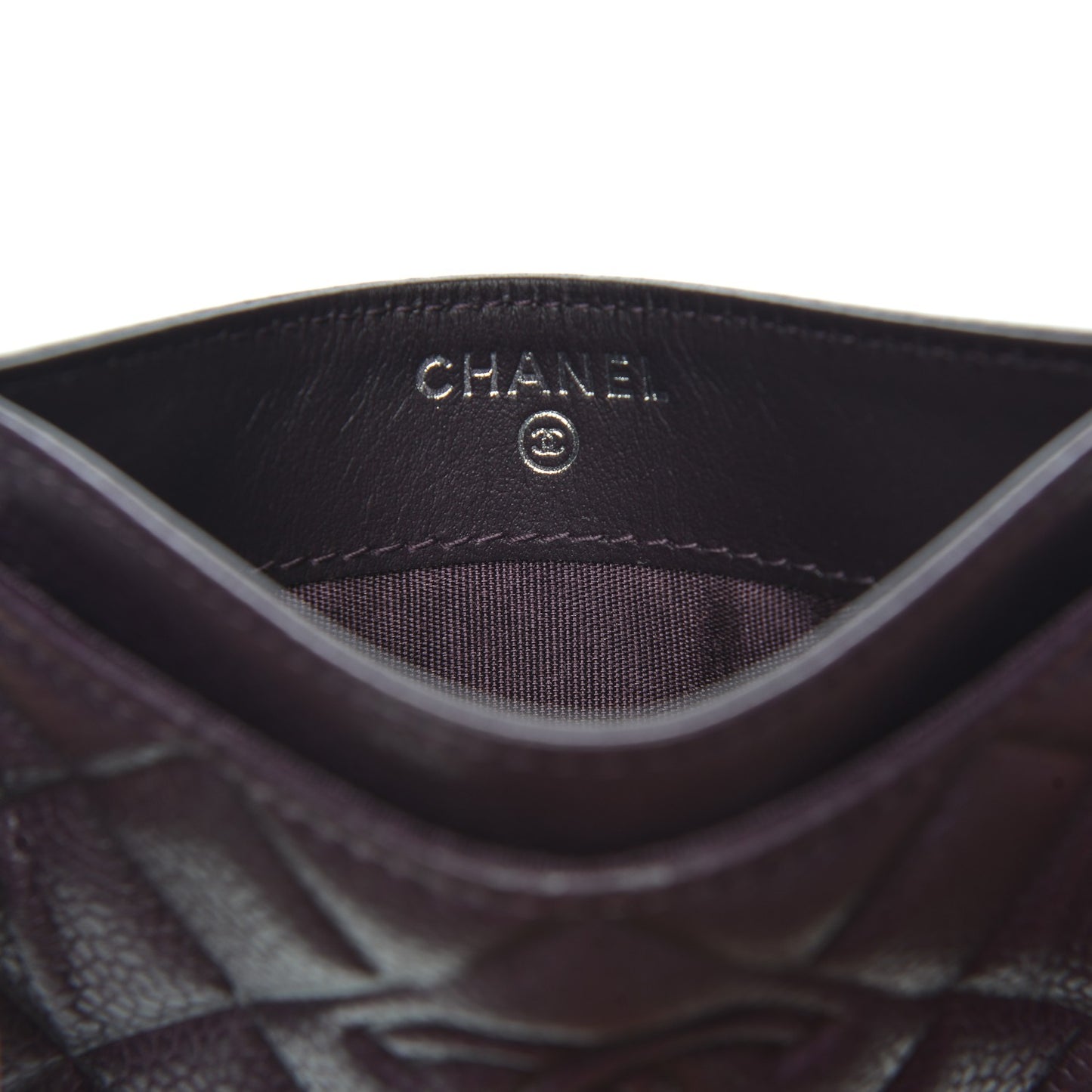 Caviar Quilted Diamond CC Card Holder Purple