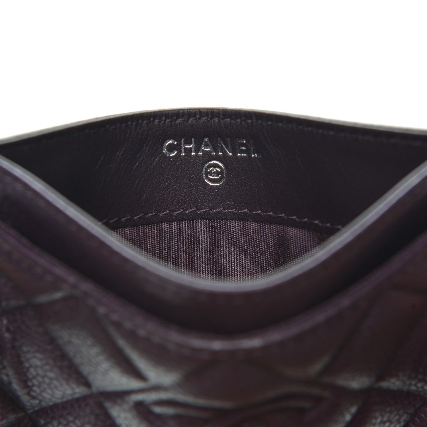 Chanel Caviar Quilted Diamond CC Card Holder Purple 6 of 8