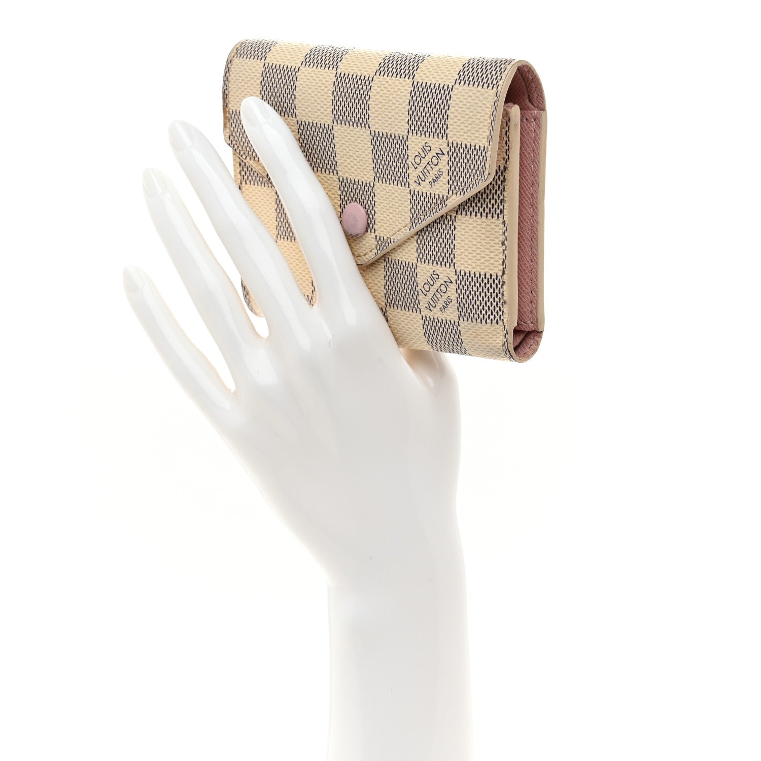 Louis Vuitton Damier Azur Victorine Wallet Rose Ballerine 2 of 7