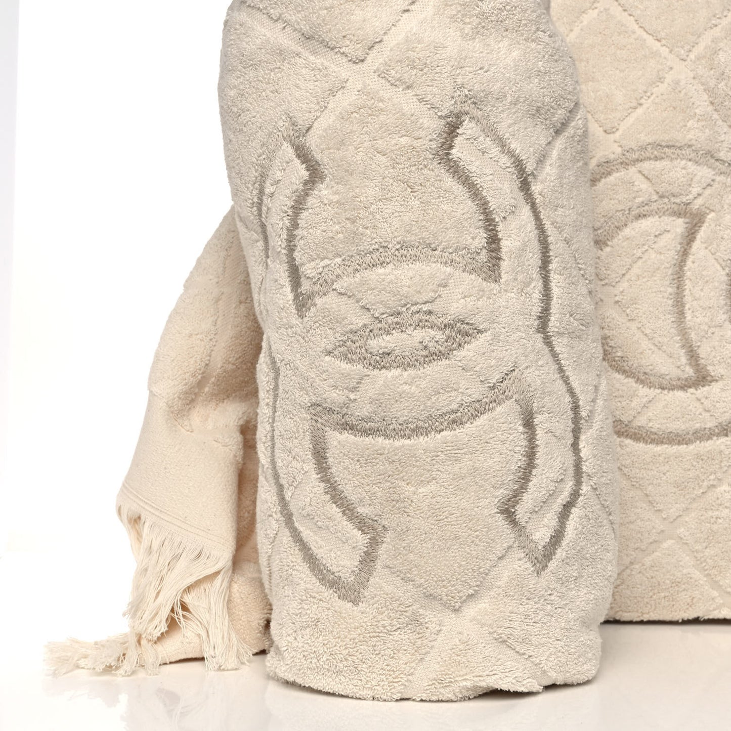 Terry Cotton CC Beach Tote Towel Set Ivory