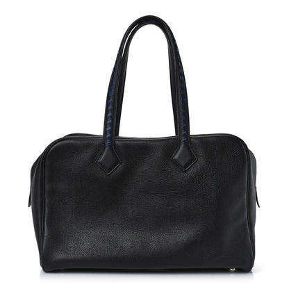 Hermes Taurillon Novillo Tressage Victoria II 35 Black Bleu Encre 1 of 8