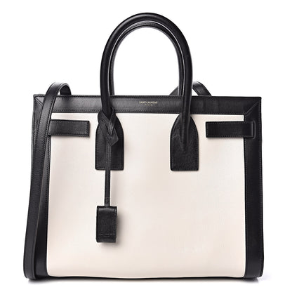 Saint Laurent Calfskin Bicolor Small Sac De Jour White Black 1 of 8