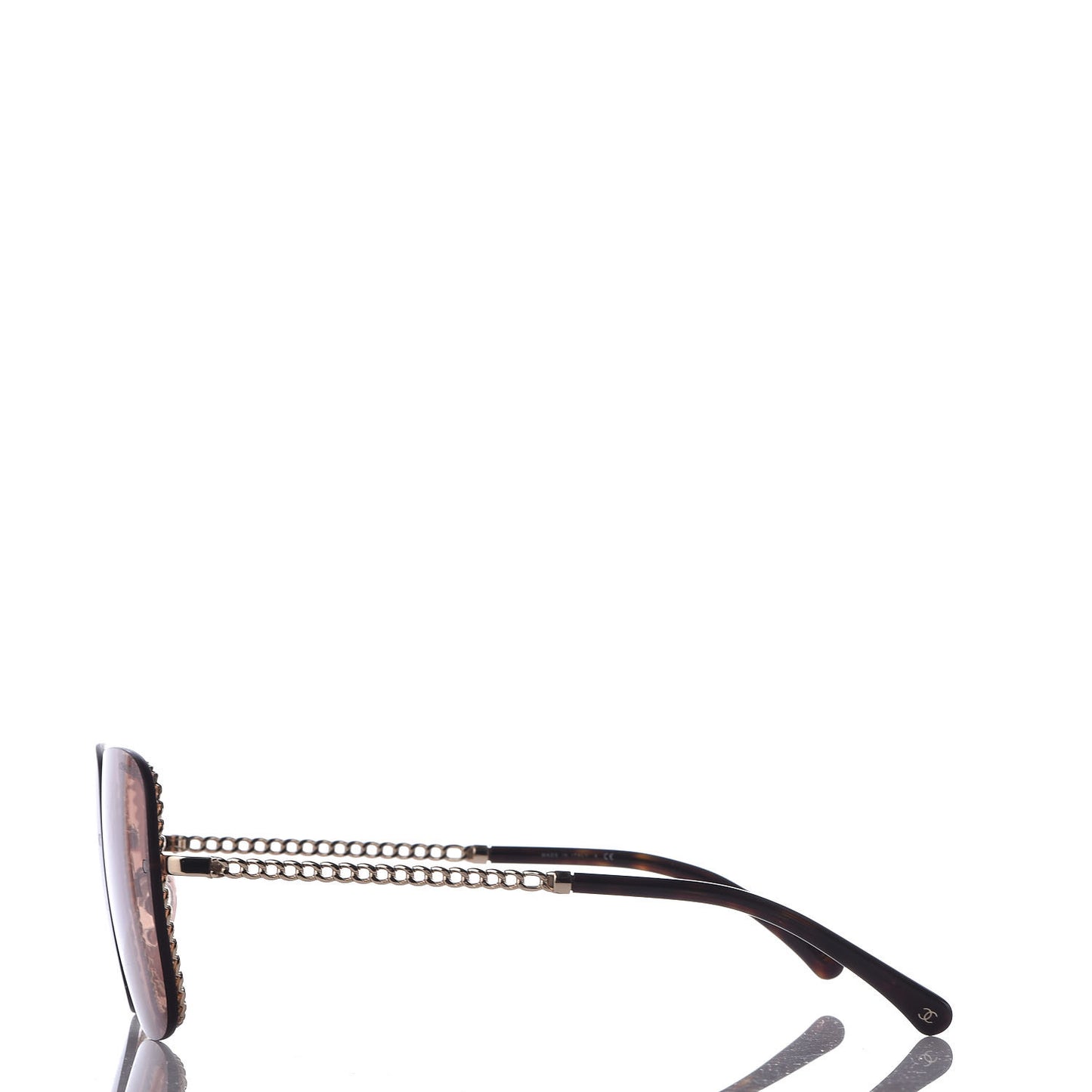 Metal Removable Chain Square Sunglasses 4244 Light Brown