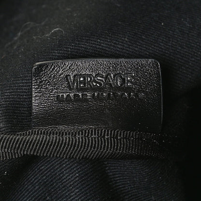 Versace Canvas Calfskin Monogram La Greca Medusa Tote Black Khaki 6 of 11