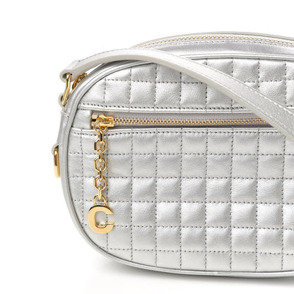 Celine Laminated Calfskin Quilted Small C Charm Bag Silver 11 of 11