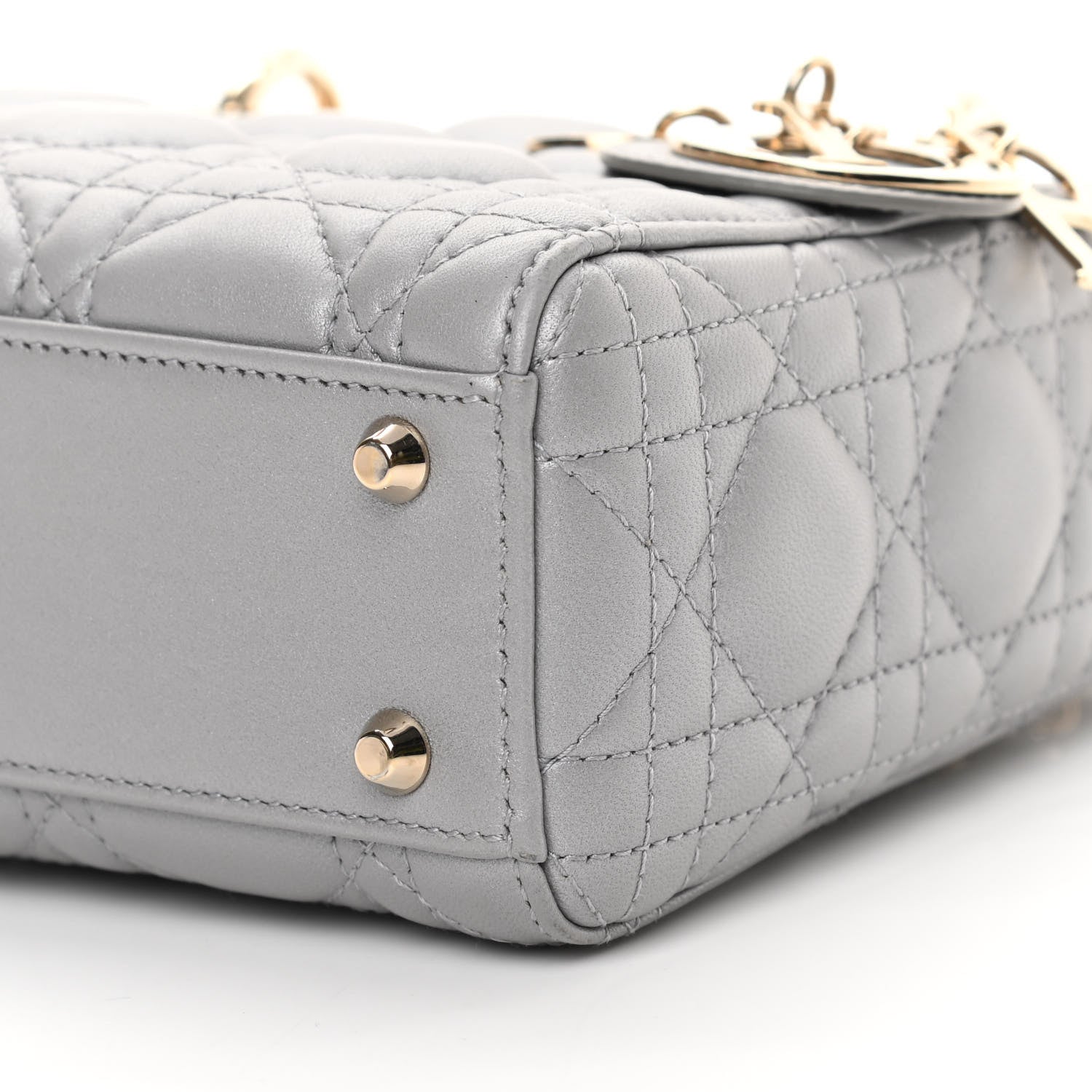 Christian Dior Lambskin Cannage Mini Lady Dior Grey 10 of 17
