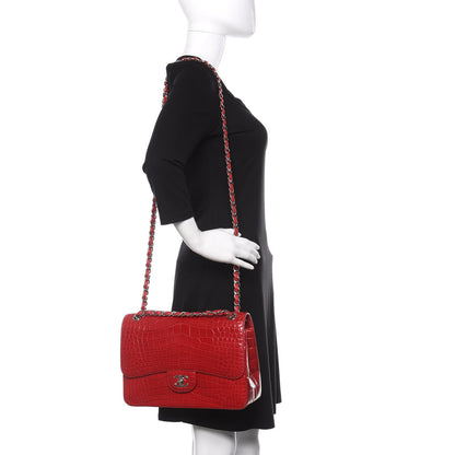 Chanel Alligator Jumbo Double Flap Red 2 of 19