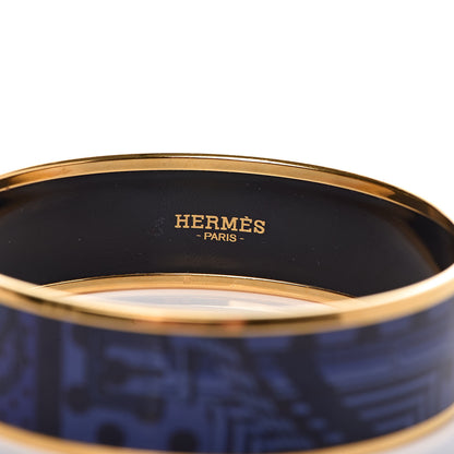 Hermes Enamel Printed Wide Clic Clac A Pois Bracelet 65 Indigo 4 of 6