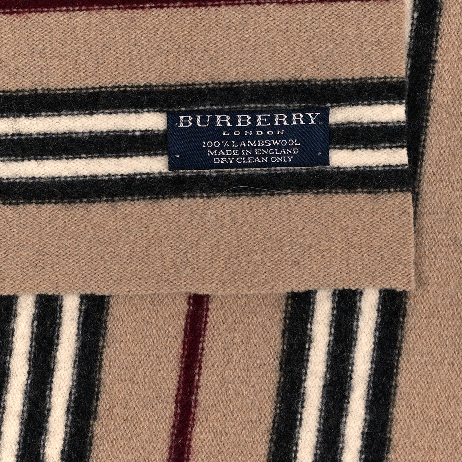 Burberry Lambswool Stripe Scarf Camel 3 of 3