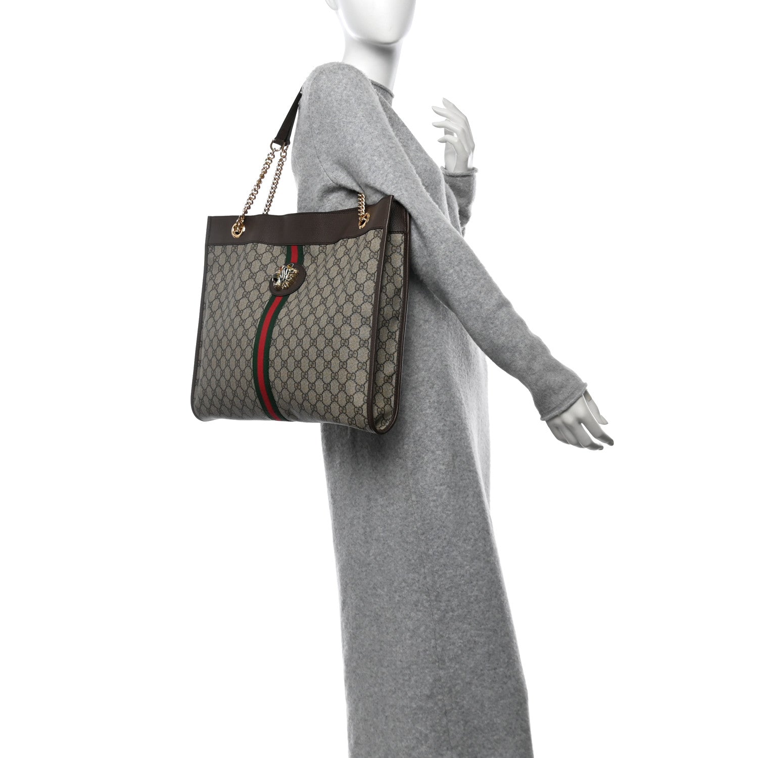 Gucci GG Supreme Monogram Large Rajah Chain Tote Beige New Acero 3 of 11