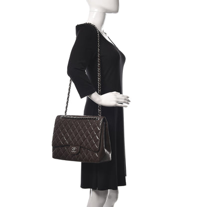 Chanel Caviar Quilted Maxi Single Flap Dark Brown 3 of 12