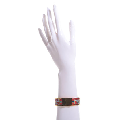 Hermes Enamel Printed Clic Clac Torana Elephants Wide Bracelet GM 2 of 6