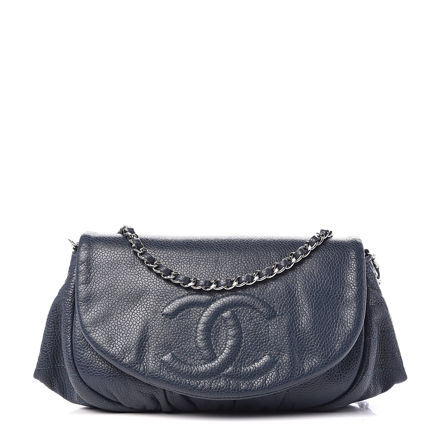 Chanel Caviar Half Moon Wallet On Chain WOC Blue 1 of 13