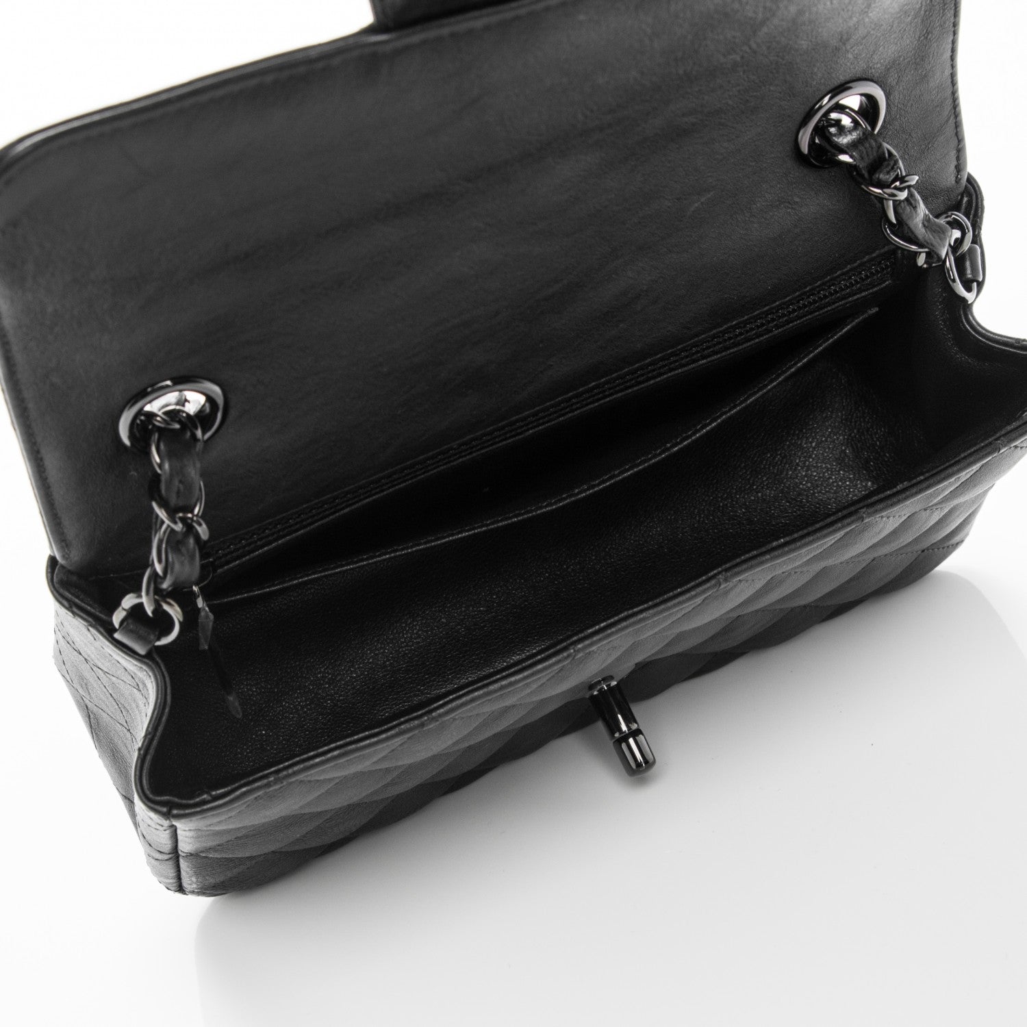 Chanel Crumpled Calfskin Quilted Mini Rectangular Flap So Black 6 of 8